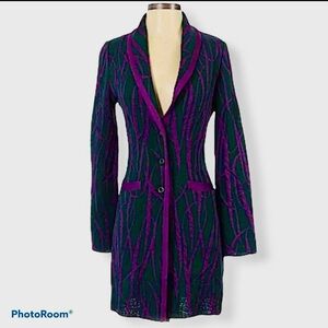 Missoni Purple and Green Wool Jacket with Notched Lapels